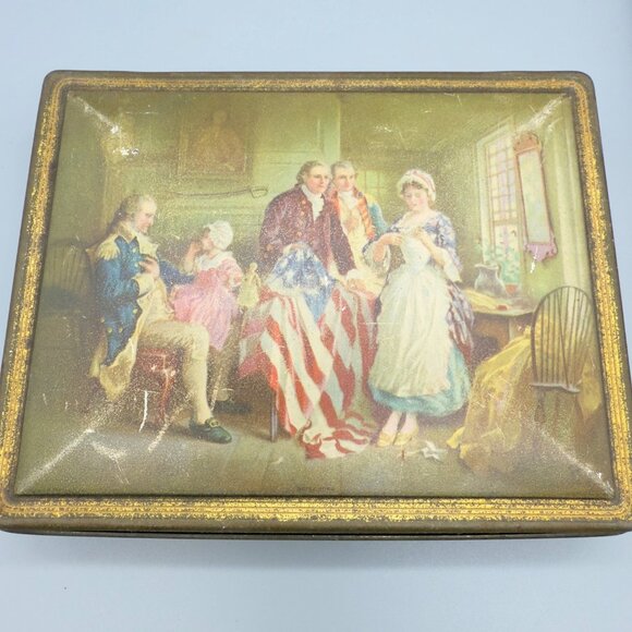 Vtg Set Tindeco Liberty Bell First Note Birth of our Nations Flag Centennial Tin - Picture 6 of 10